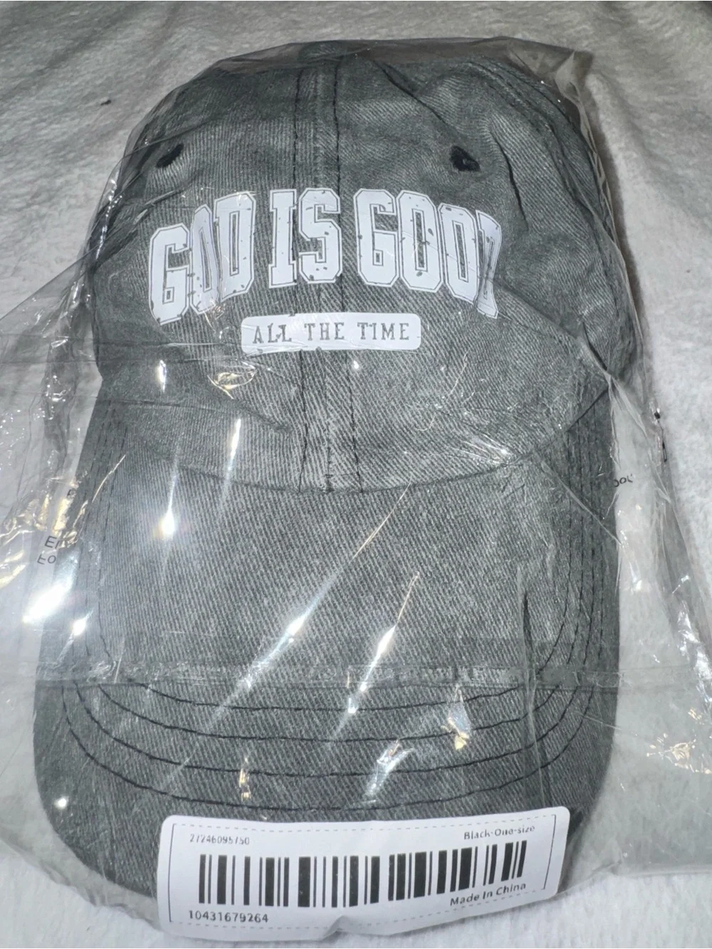Hat “God Is Good All The Time” Grey Adjustable Baseball Cap NEW